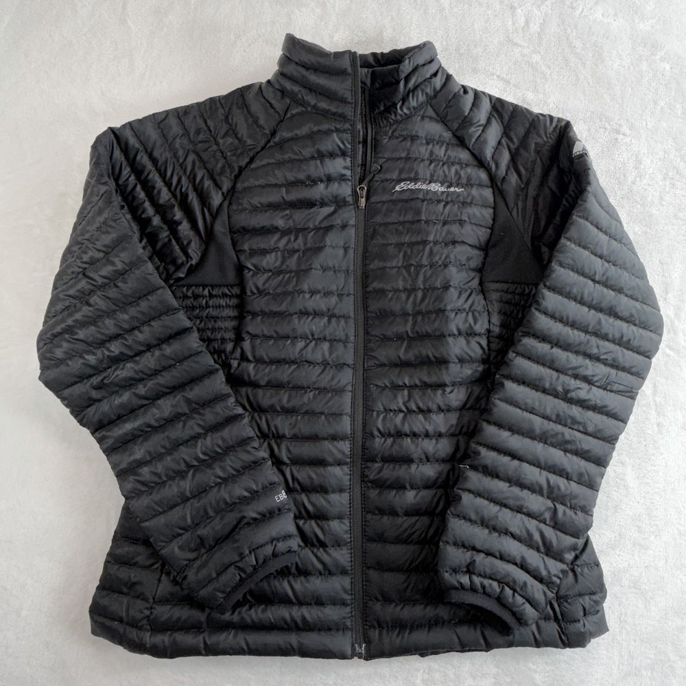 Eddie Bauer Jacket Women Sz PXS Black First Ascent Storm Down Puffer Microtherm